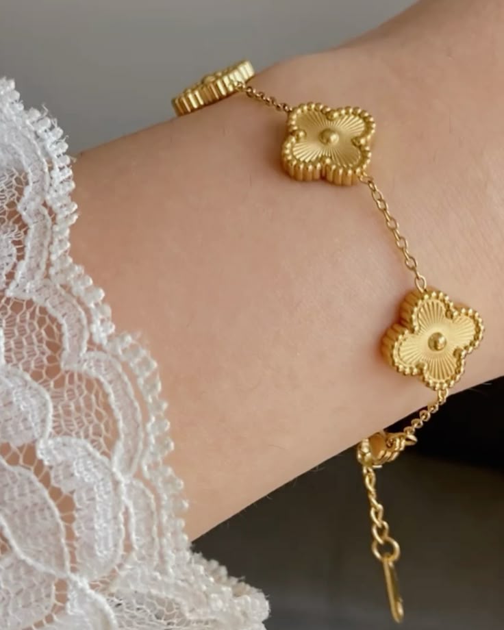 Bracelet Trèfle Doré Signature