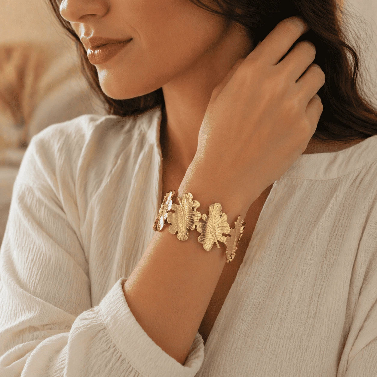 Bracelet Feuille Dorée