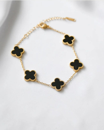 Bracelet Trèfle Noir Élégance